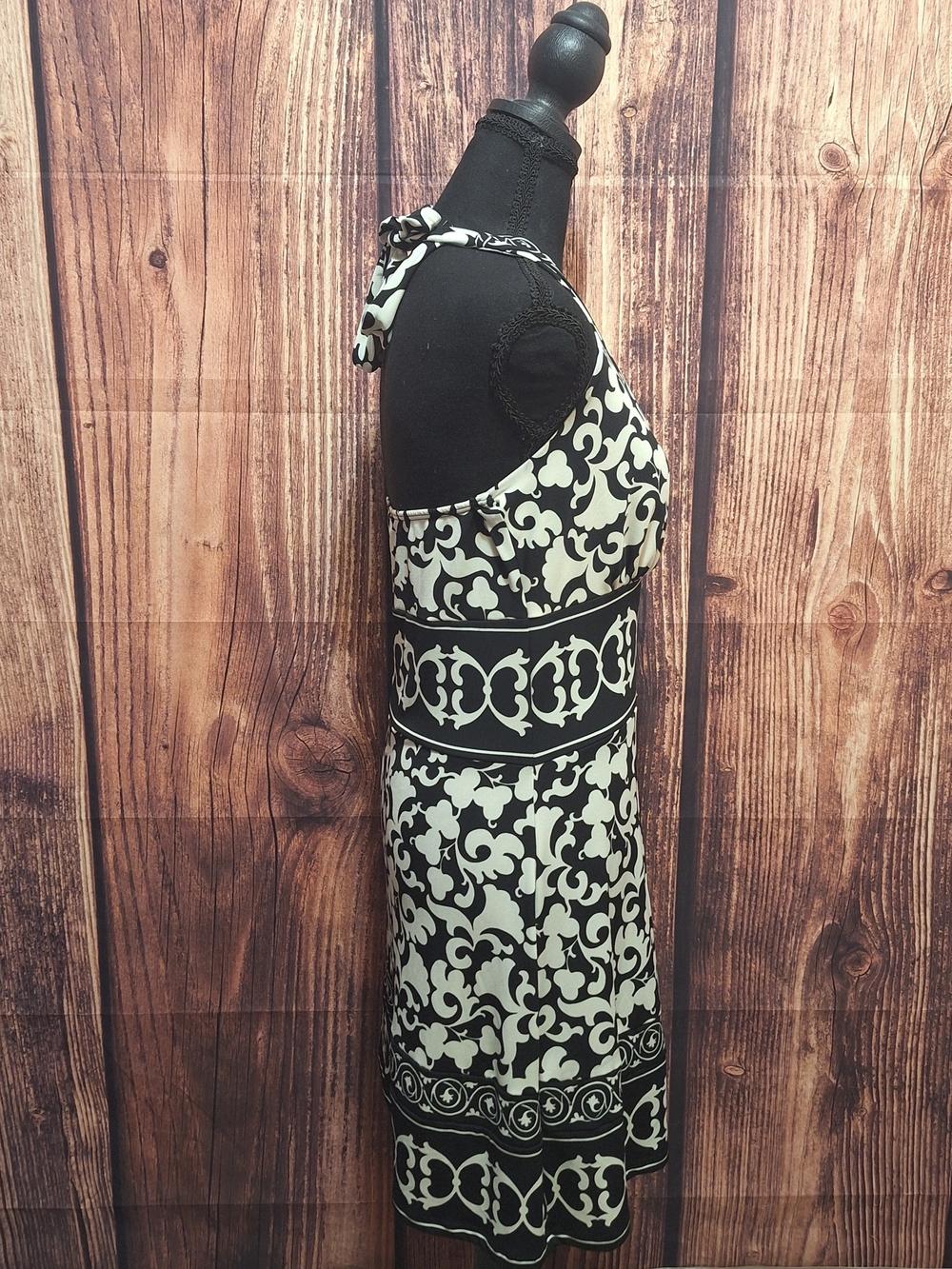 White House Black Market Black and White Patterned Backless Dress Size M - Picture 3 of 5